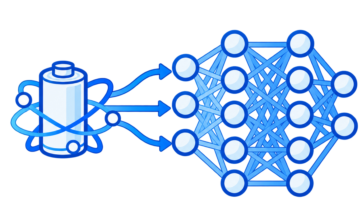 Battery measurements feeding a physics-informed neural network